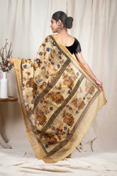 Beige Moonga Silk Saree - Silk Mark Certified